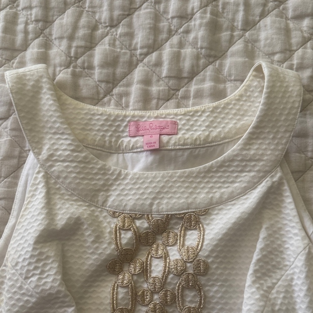 Lilly Pulitzer White Dress with Gold Accents - Picture 2 of 5